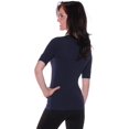 thumbnail image 4 of Emmalise Women's Slim Athletic Fit Vneck Tshirt Half Sleeves Top Jr Size (Navy, Large), 4 of 9