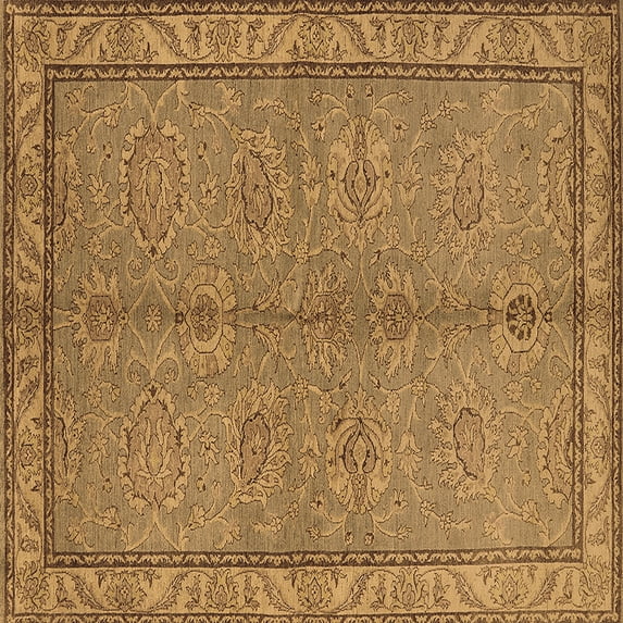 Ahgly Company Indoor Square Oriental Brown Industrial Area Rugs, 3' Square