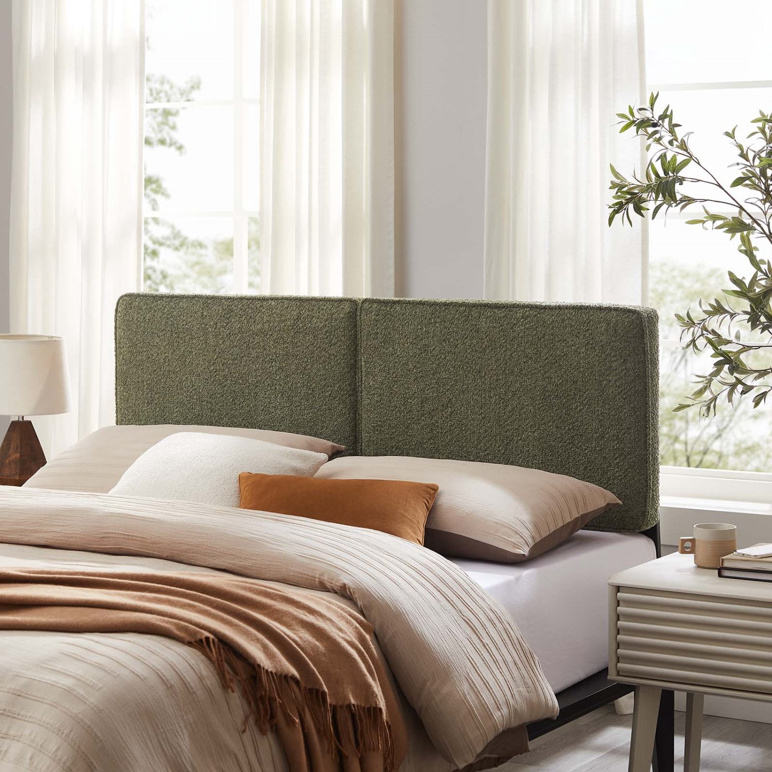 Headboard, King Size, Green, Fabric, French Bedroom, Modern Contemporary HB36852