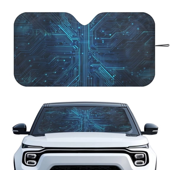 Xixirimido Windshield Sun Shade for Car SUV Truck Foldable Sunshade for Car Windshield Block UV Rays Keep Your Vehicle Cool Car Interior Accessories, Digital Circuit Board Design