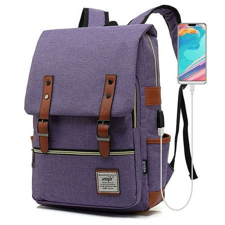 BadPiggies Vintage Travel Backpack for Women Men Satchel Rucksack Bag Laptop Backpack with USB Charging Port