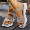 thumbnail image 2 of Walking Sandals for Women Thick Soft Sole Strappy Beach Shoes Comfortable Footbed Open Toe Lightweight Casual Summer Athletic Footwear Beige Size 9, 2 of 7