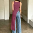 thumbnail image 5 of IUYRTFE Women's Square Neck Sleeveless Asymmetrical Hem Long Tank Top Slim Fit Casual Summer Tunic, 5 of 7