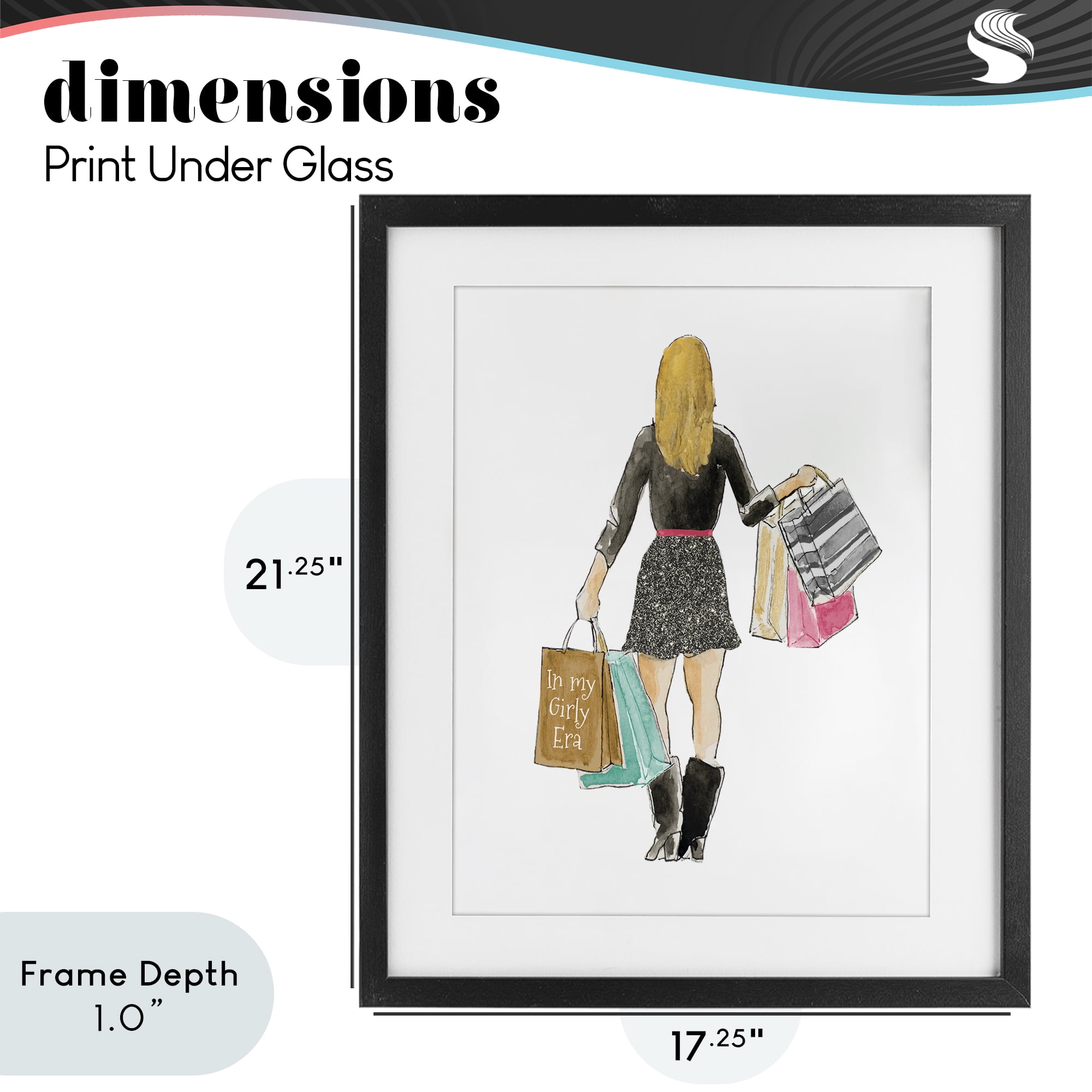 Stupell Industries Girl With Shopping Bags Black Framed Print Under Glass, design by Lanie Loreth