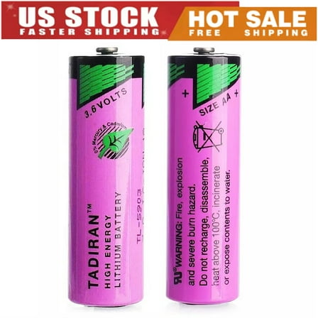 (2-Packs) 3.6V 2400mAh TL-5903 AA Lithium Battery for Tadiran TL-5903 SL-360 S7-400 ER14505 TL-2100 6ES7971-0BA00, for Siemens S7-400 PLC Machine, CNC Machine