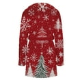 thumbnail image 5 of Women's Long Sleeve Plush Bathrobe - Winter Warm Christmas Printed Homewear, Fuchsia, M, 5 of 5