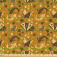 thumbnail image 2 of Ambesonne Japanese Fabric by the Yard Upholstery, Asian Fans Fishes Pattern, 3 Yards, Dark Orange Umber and Grey, 2 of 5