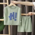 thumbnail image 2 of Akiihool Boys Short Sets Toddler Kids Boy Summer Clothes 6 12 18 24 Months 2T 3T 4T Short Sleeves Shirt Tops & Casual Shorts Outfit Set(Green,12-18 Months), 2 of 3