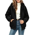thumbnail image 3 of Fleece Lined Hooded Windbreaker for Women, Fall Winter Waterproof Long Sleeve Outdoor Hiking Fashion Jackets, S-XXL, 3 of 7