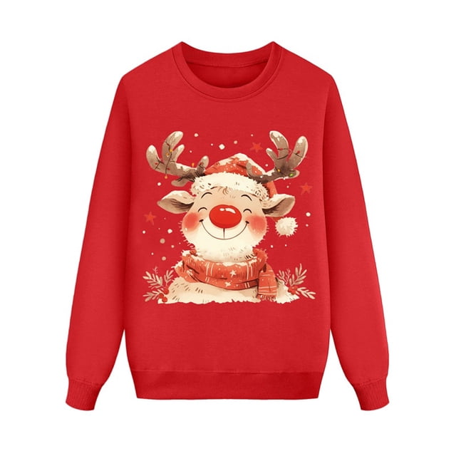 2DXuixsh Pyjamas de Famille Noël Parent Enfant Chandail en Molleton de Noël Imprimé à Manches Longues Haut Pyjamas de Famille Assortis Rouge Taille 3 Ans