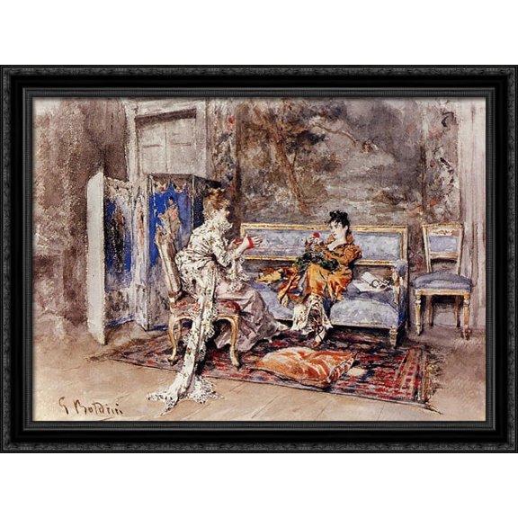 The Conversation 36x28 Large Black Ornate Wood Framed Canvas Art by Giovanni Boldini
