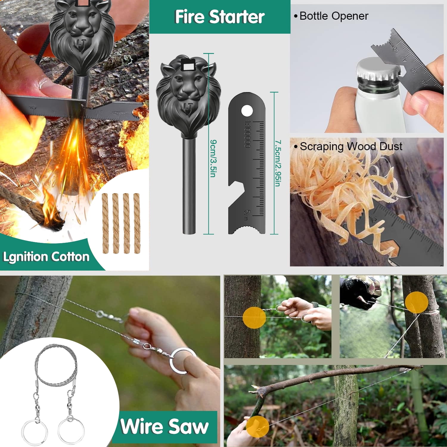 TEIPUERY Survival Kit 35 in 1,Emergency Survival Gear and Equipment, Fishing Hunting Birthday for Men, Camping Accessories, Cool Gadget, Camping Essentials