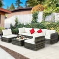 thumbnail image 2 of Costway 7PCS Patio Rattan Furniture Set Sectional Sofa Garden White Cushion, 2 of 11