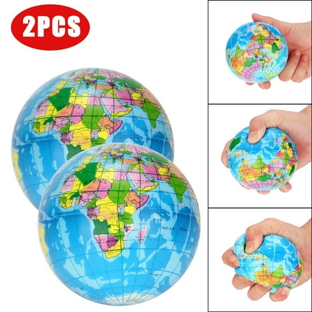 10Pcs Stress Relief Earth Ball Kadlawus Stress Relief World Map Palm Earth 2-Pack DeskToyfor Adults PU Material Squeeze Ball Anxiety Relief FidgetToyfor Office Home Travel
