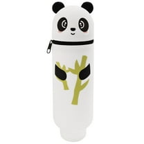 1 Pcs Panda Silicone Pencil Case,Office cabinet Panda Silicone Pencil Case 2 In 1 Soft Silicone Case Kawaii Table Pen Holder Pencil Holder Cute Pencil Case Zipper Foldable Pen Bag(bamboo)