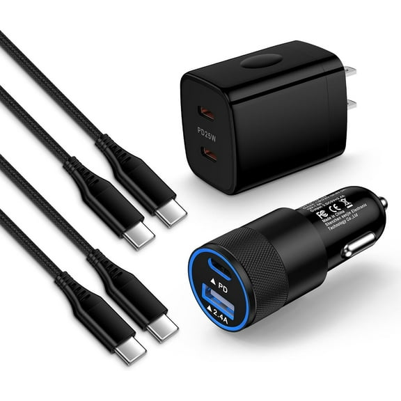 for Samsung Charger Super Fast Charging for Galaxy A36 A16 5G A17 A56 A26 S25 Ultra S25 Plus A35 S24 FE A15 A25, 25W Dual USBC Samsung Phone Wall Charging Block 32W Car Charger USB C to C Cable 3 6FT