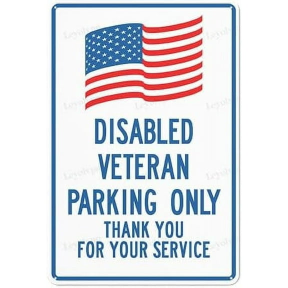 Road Warning Street Sign Plaques and Signs Outdoor Aluminum Metal Sign 8X12 Inches, Disabled Veteran Parking Only Sign (Blue Version)