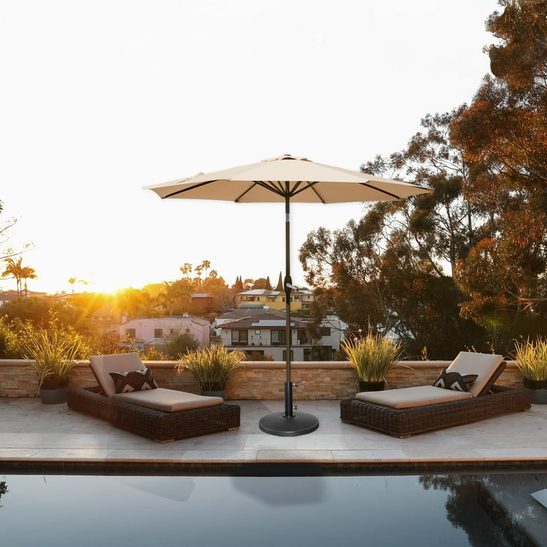 best base for 9ft patio umbrella GARDEN 9 Ft Patio Umbrella w/ Round Resin Base Stand Included for Outdoor  Shade, Beige