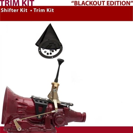 American Shifter TH400 Shifter Kit 6 in. Trim Kit Black Push Button Black Boot Ringed Knob for D4735