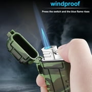 Portable ABS Outdoor Camping Butane Lighter, Blue Flame Windproof Design, Automatic Electronic Ignition Device, Compact and Lightweight for Easy Carrying, Safe for Hiking Travel Emergency Use