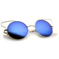 thumbnail image 4 of sunglassLA Unisex Women's Full Metal Open Design Mirrored Lens Round Cat Eye Sunglasses (Gold / Blue Mirror) - 55mm, 4 of 4