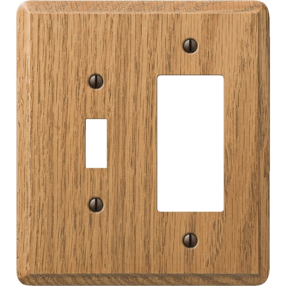 AmerTac 901TRL 1 Toggle/1 Rocker Traditional Oak Wood Wallplate
