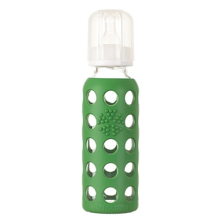Lifefactory Glass Baby Bottle with Stage 1 Nipple, 9oz, Grass Green, 1 ea
