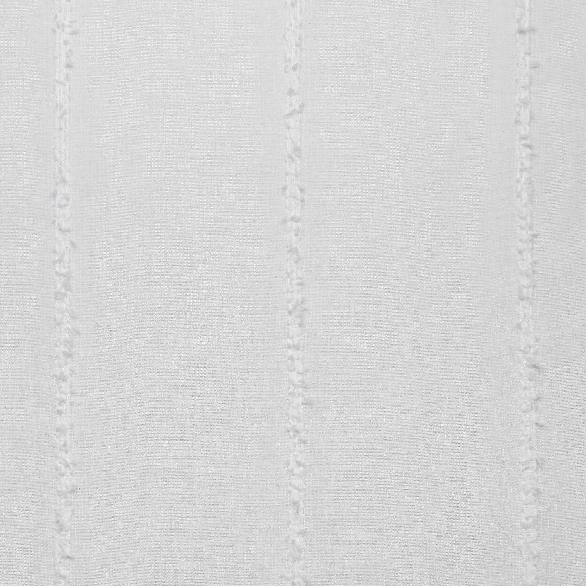 Exclusive Home Santos Embellished Stripe Sheer Linen Rod Pocket Curtain Panel Pair, 54"x108", Winter White