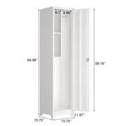 Marcree 65 H Mop Closet Cabinet,Slim Pantry Cabinet with Single Door,Utility Storage Cabinet,Bathroom Cabinet with 3 Adjustable Shelves,White