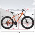 thumbnail image 5 of Track Seven 26-Inch Fat Tire Mountain Bike, High-Carbon Steel Frame, Full Shimano 21-Speed Drivetrain, Dual Disc Brakes, All-Terrain Suspension MTB for Adults, Orange, 5 of 6