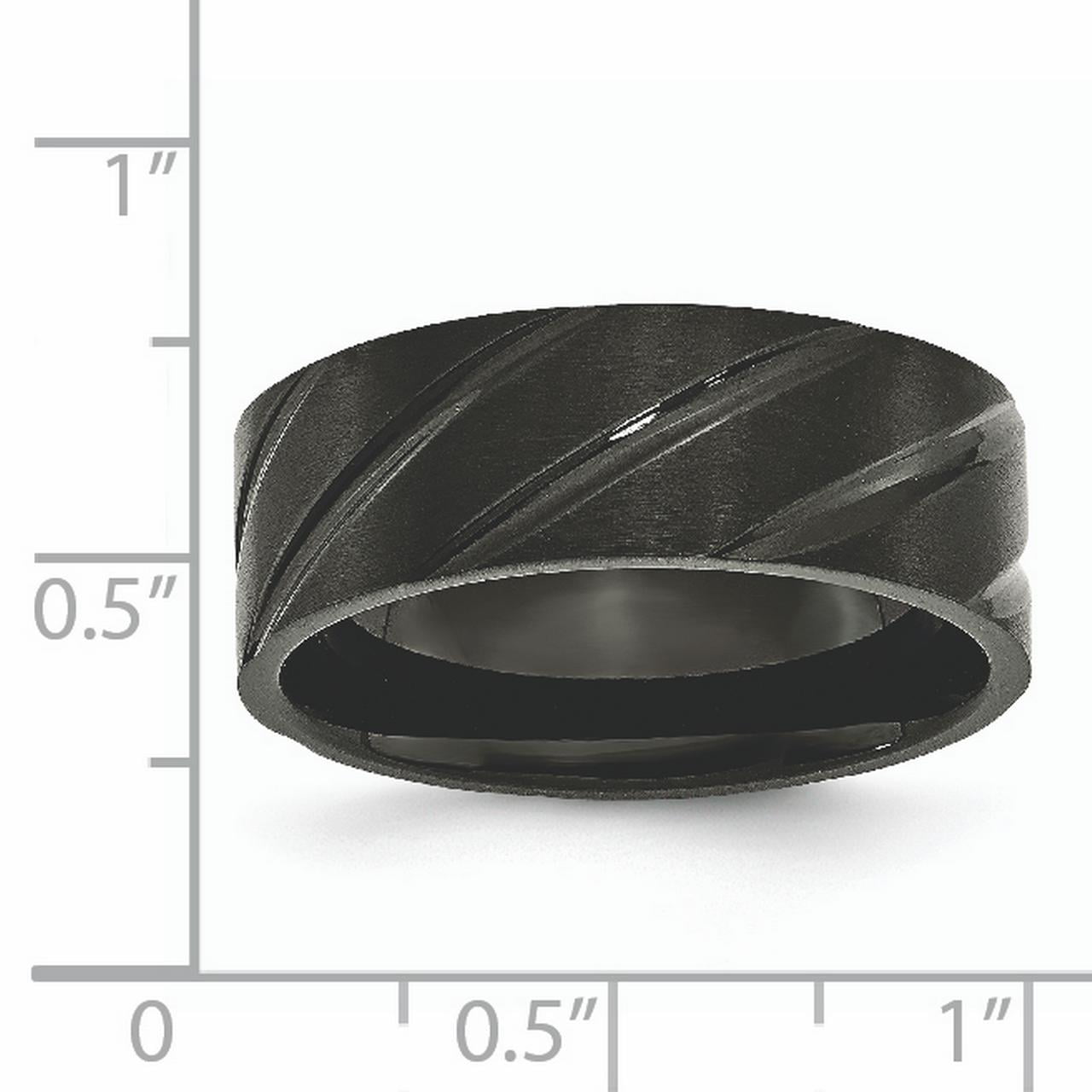 Bridal Wedding Bands Fancy Bands Titanium 6mm Black IP-plated Swirl Brushed and Polished Band Size 8