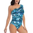 thumbnail image 3 of Pofeuu Blue Kyanite Print Women's One Piece Swimsuits One Shoulder Swimwear Asymmetric Ruffle Monokinis Bathing Suits-XX-Large, 3 of 6