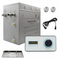 Steam Planet GH18LWP Superior Encore 18 kW Self-Draining Steam Bath Generator Kit & Horizontal Digital Keypad & 2 Drip Pan, White