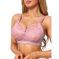 thumbnail image 5 of INSPIRE CHIC Women's Lace V-Neck Full Coverage Bra Wireless Push Up Soft Cup Breathable Minimizers B 42 Dusty Pink, 5 of 5