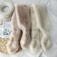 thumbnail image 4 of Winter Women Solid Color Thick Warm Faux Rabbit Fur Collar Cross Neck Scarf Wrap, 4 of 8