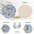 thumbnail image 6 of Navy Floral and Butterfly 4in Bar Coasters Set of 6 with Storage Rack Durable Heat Resistant, 6 of 7