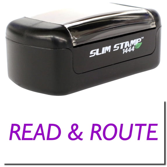Slim Pre-Inked Read Route Stamp, Slim 1444, Ultra Slim Design, Impression Size 1/2" by 1-3/4", Up to 25,000 Impressions - Purple Ink