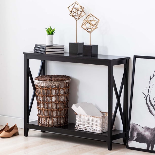 Duhome Console Table for Entryway, 2-Tier Narrow Console Table Wood ...