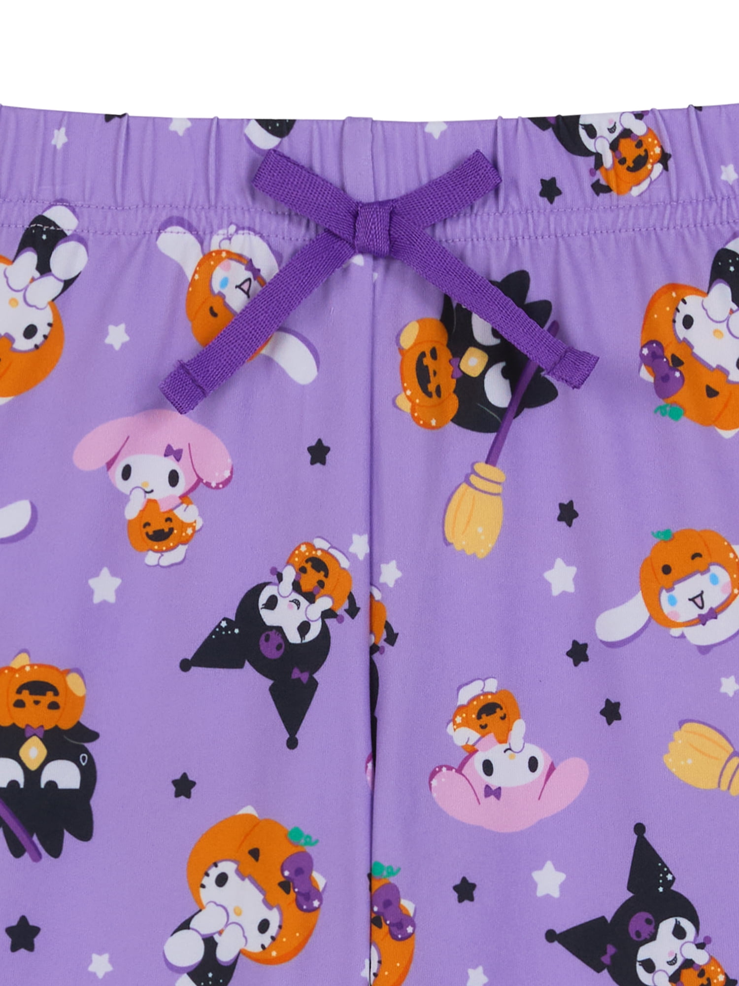 Hello Kitty Girls Halloween Short Sleeve Sleep Notch Collar Top and Pants Pajama Set, 2-Piece, Sizes 4-12
