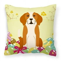 Carolines Treasures BB6110PW1818 Easter Eggs English Foxhound Fabric Decorative Pillow