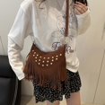 thumbnail image 4 of XINXIAOO Women's Retro Messenger Bag with Fringe & Studs, Casual Crossbody Shoulder Purse for Daily Use, 4 of 6