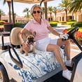 thumbnail image 3 of Golf Cart Seat Covers for 2 Seater, Blue Floral Spring Soft Microfiber Cart Seat Towel Blanket, Summer Botanical Pastoral Absorbent Breathable Non Slip Bench Seats Protector for Golf Course 51"x31", 3 of 9