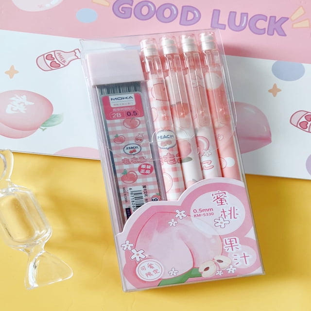 YOPTOP Automatic Mechanical Pencil Set with Cute Peach Dinosaur Cartoon Design, 0.5mm, High Aesthetic Value, 1 Count