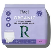 Rael Disposable Underwear for Women, Organic Cotton Cover - Incontinence Pads, Postpartum Essentials, Disposable Underwear, Unscented, Maximum Coverage (Size S-M, 10 Count)