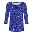 thumbnail image 5 of Hxlamzoo Women's Sequin Top Round Neck 3/4 Sleeves Sparkly Casual Party Blouse S-2XL, 5 of 5