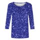 thumbnail image 5 of Tejiojio Women's Sequin Top Round Neck 3/4 Sleeves Sparkly Casual Party Blouse S-2XL, 5 of 5