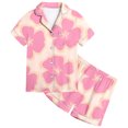 thumbnail image 3 of Girls Summer Outfits 2 Piece Flower Printed Pajam𝙖 Silk Lapel Button Down Short Cute 2 13Y Girls' Clothing Sets, 3 of 4