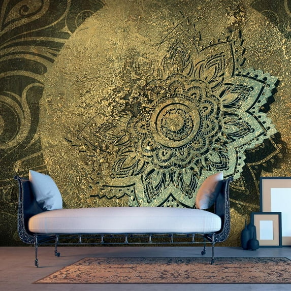 Tiptophomedecor Mandala Wallpaper Wall Mural - Golden Treasure