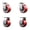 2 Swivel - 2 Rigid, variant on 4 Inch Red Poly on Cast Iron Wheel Rigid Caster with Roller Bearing SCC