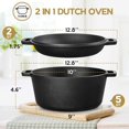 thumbnail image 2 of Cast iron Dutch oven with frying pan lid, 2-in-1 cast iron bread and frying pan cookware, double handle design, suitable for baking bread, frying, camping, 5 quarts, 2 of 10